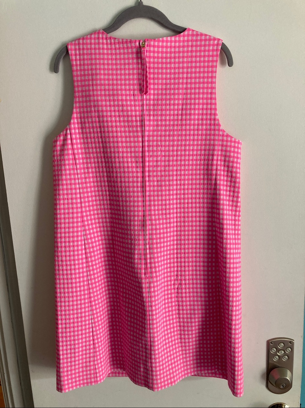 Lilly Pulitzer Edita Stretch Shift Size 8 Pink Check Summer Dress - Picture 5 of 16